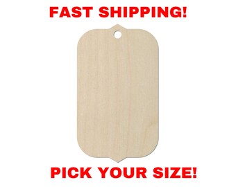 Unfinished Wooden Gift Tag Shape 01 | Wood Cutout Shape | Laser Cut Blanks | Unfinished | DIY Craft Blanks
