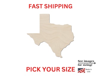 Unfinished Wooden Texas State Shape | USA State Cutout | Crafting Supplies | Bulk States