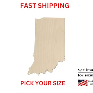 Unfinished Wooden Indiana State Shape | USA State Cutout | Crafting Supplies | Bulk States