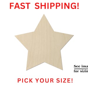 Unfinished Wooden Star Shape | Wood Star Blank Cutout | Craft Supplies | Bulk Star