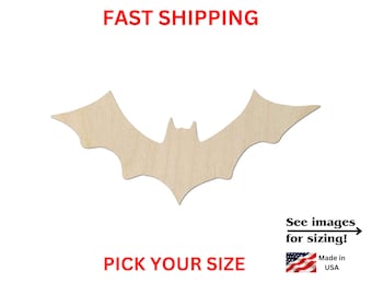 Unfinished Wooden Bat Shape 06 | Halloween Bat Cutout | Craft Supplies | Bulk Bats | Laser Cut | Crafting Bats Bulk