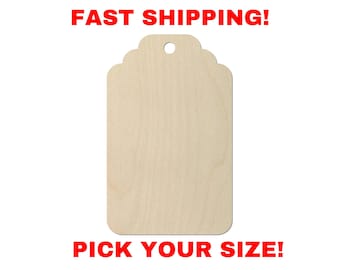 Unfinished Wooden Gift Tag Shape 02 | Wood Gift Tag Blank Cutout | DIY Craft Supplies