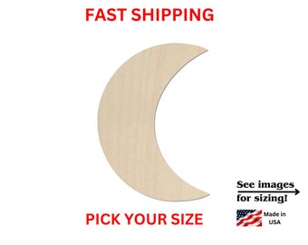 Unfinished Wooden Moon Shape | Crescent Moon Blank Cutout | Craft Supplies | Bulk Crescent Moon Wholesale