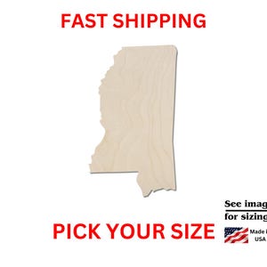 Unfinished Wooden Mississippi State Shape | USA State Cutout | Crafting Supplies | Bulk States