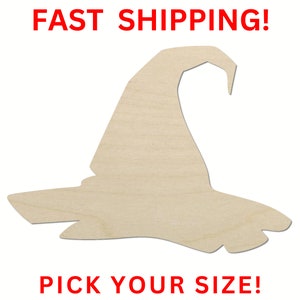 Unfinished Wooden Witch Hat Shape 03 | Wood Cutout Shape | Laser Cut Blanks | Unfinished Halloween | DIY Craft Blanks