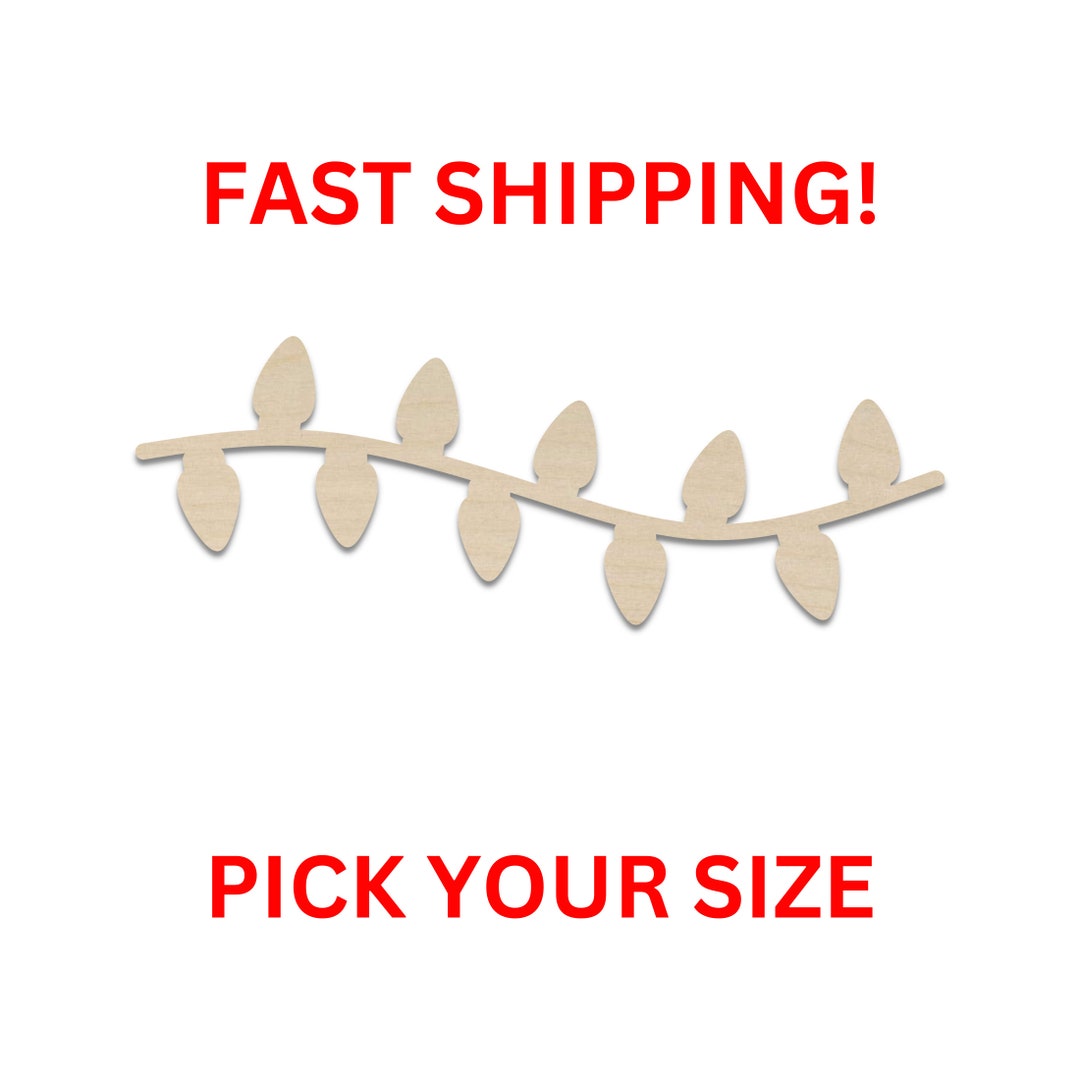 Unfinished Wooden Christmas String Light Shape Christmas Lights Wood