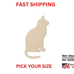 Unfinished Wooden Cat Shape | Cat Cutout | Wood Blank Cutout| Craft Supplies | Laser Cut Cat