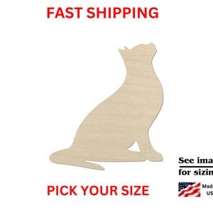 Unfinished Wooden Cat Shape | DIY Crafting Blanks | Craft Supplies | Wooden Cutouts | Laser Cut