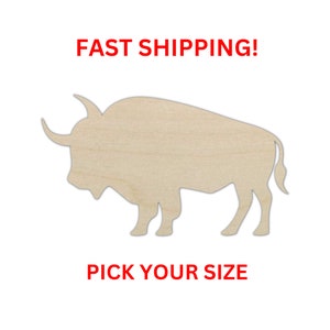 Unfinished Wooden Buffalo Shape | Buffalo Wood Cutout Shape | Laser Cut Blanks | Unfinished | DIY Craft Blanks | Bison Buffalo