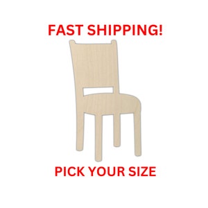 Unfinished Wooden Chair Shape | Chair Wood Shape | Wood Craft Supplies | Blank for Craft | Laser Cut | DIY Craft Cutout
