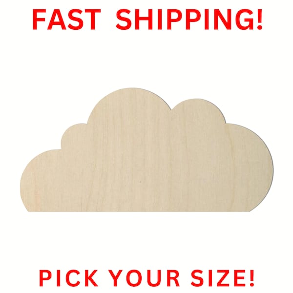 Unfinished Wooden Cloud Shape 11 | Cloud Blank Cutout | Craft Supplies | Bulk Cloud | Nursery Decor