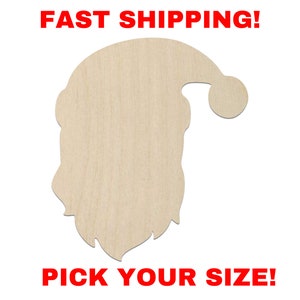 Unfinished Wooden Santa Shape | Wood Cutout Shape | Laser Cut Blanks | Unfinished | DIY Craft Blanks