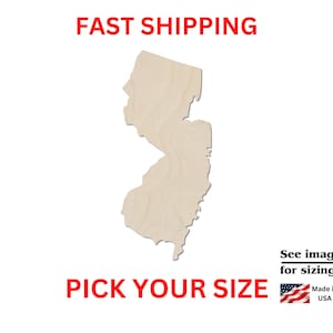 Unfinished Wooden New Jersey State Shape | USA State Cutout | Crafting Supplies | Bulk States