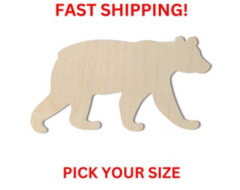Unfinished Wooden Black Bear Shape | Bear Wooden Cutout Shape | Laser Cut Blanks | Unfinished | DIY Craft Blanks | Bulk Bear