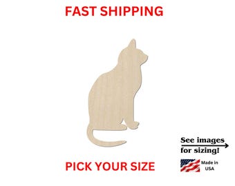 Unfinished Wooden Cat Shape | Cat Cutout | Wood Blank Cutout| Craft Supplies | Laser Cut Cat