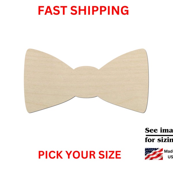 Unfinished Wooden Bow Tie Shape | Tie Blank Cutout | Suit Tie Craft Supplies | Bulk Wholesale | Laser Cut