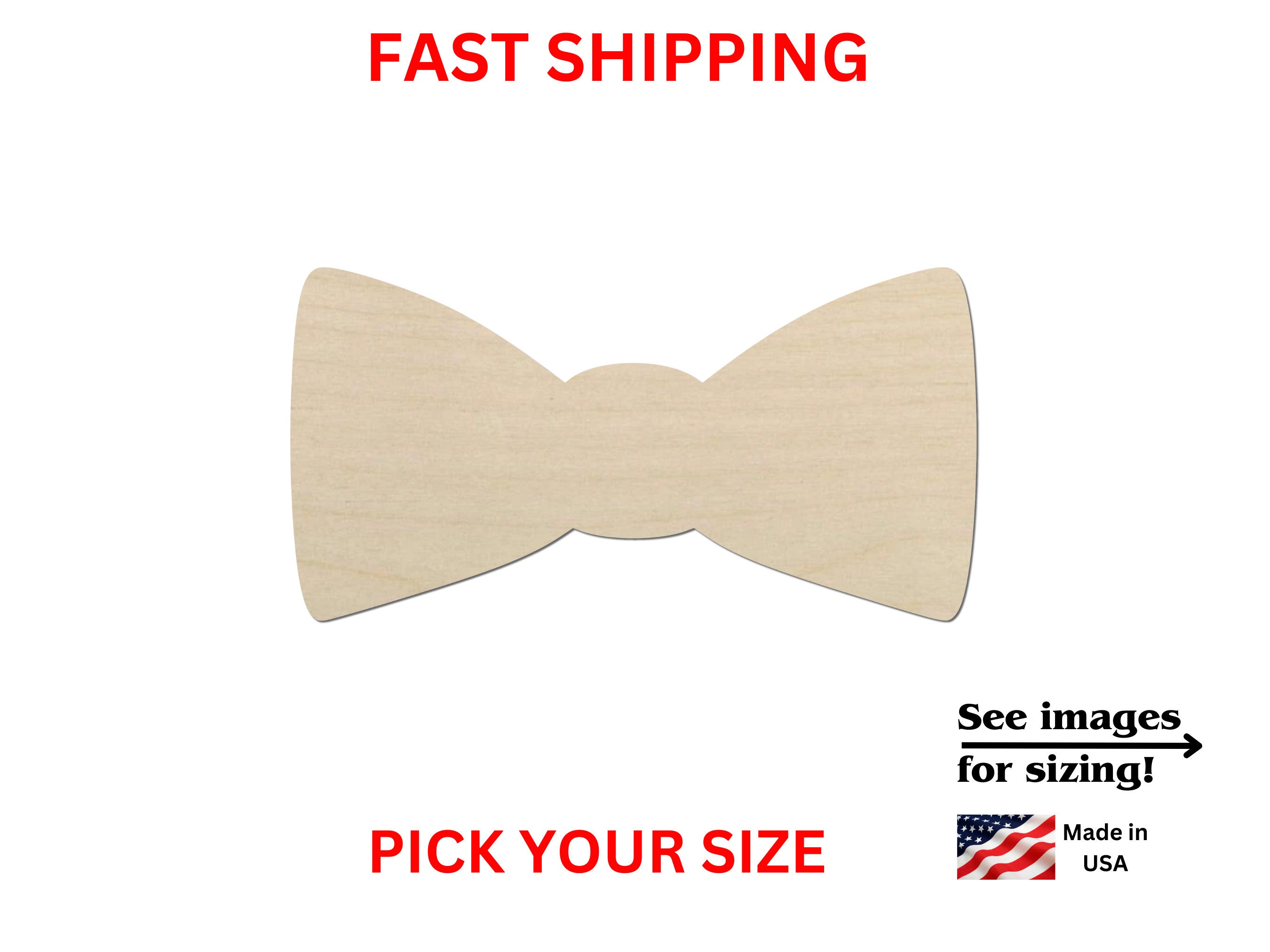 Unfinished Wooden Bow Tie Shape | Tie Blank Cutout | Suit Tie Craft Supplies | Bulk Wholesale | Laser Cut