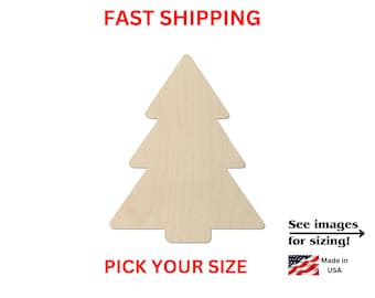Sapin de Noël en bois brut, forme 11 | Sapin de Noël en bois brut à découper | Fournitures de loisirs créatifs | Sapin de Noël à découper
