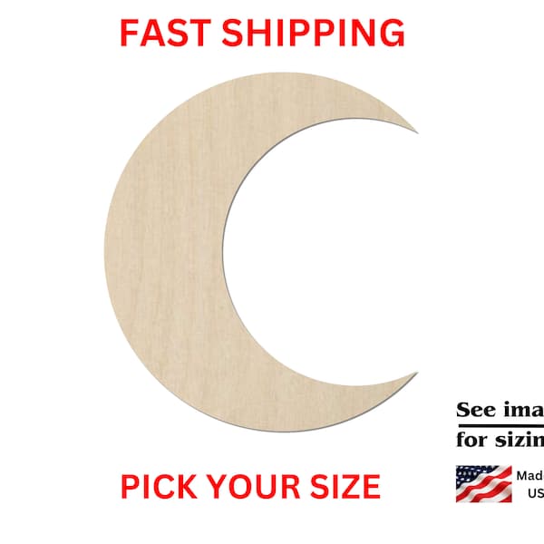 Unfinished Wooden Crescent Moon Shape | Crescent Moon Blank Cutout | Craft Supplies | Bulk Crescent Moon Wholesale