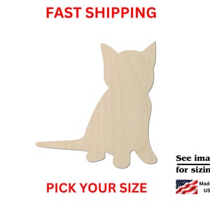 Unfinished Wooden Cat Shape | Pet Cat | Cat Blank Cutout | Craft Supplies | Bulk Cat