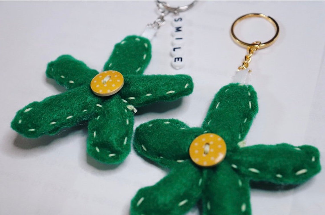 Personalized Felt Flower Keychains Personalized Keychains Etsy