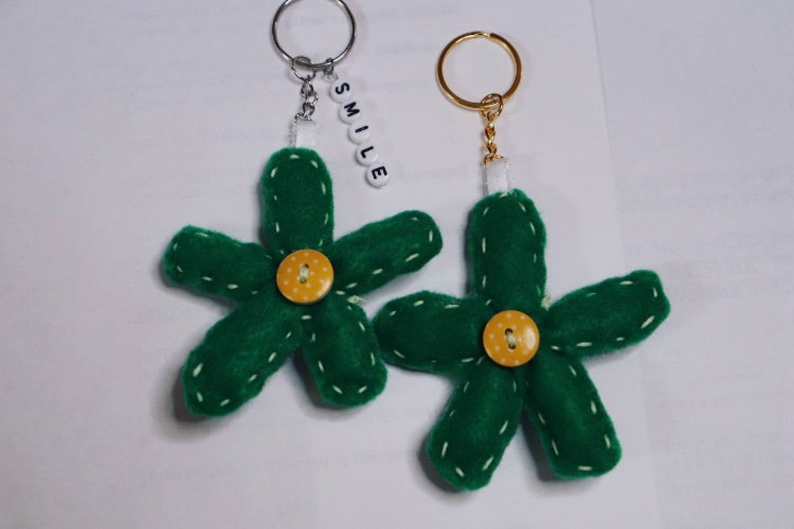 Personalized Felt Flower Keychains Personalized Keychains Etsy