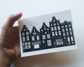 Carte postale avec pignons d'Amsterdam