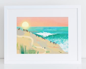 Print - Surfing the XL wave at Nazaré, Portugal at Sunset, Wall Art