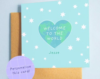 New Baby Card ︳Congratulations ︳Welcome to the World Blue