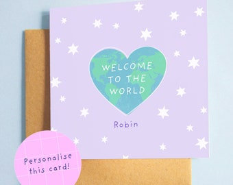 New Baby Card ︳Congratulations ︳Welcome to the World Lilac