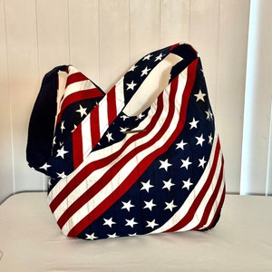 Hobobags, Boho Bag, Carryall Bag, Big Purse, Big Handbag, J&#39;NING Handbags, Patriotic Purses, Flag Purses, Red White and Blue Purses