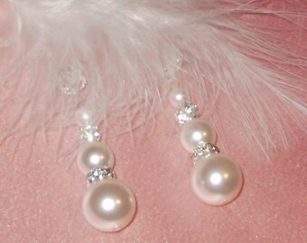 Pearl and Crystal Bridal Earrings, Wedding Jewelry, Bridesmaids Jewelry, Brides Earrings, Bridesmaids Earrings, Pearl Earrings Drop Earrings