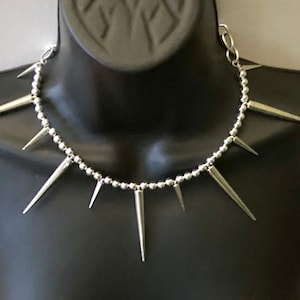 Spike Necklace, Spike Choker,  Silver Jewelry, Silver Necklace, Silver Choker, Silver Spike Jewelry, Fashion Jewelry, Costume Jewelry