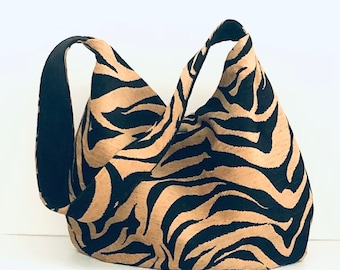 Zebra Print Hobo Bag, Tiger Print Hobo Bag, Zebra print handbags, Animal print Hobobag, Boho Bag, J’NING Handbags, Carryall,