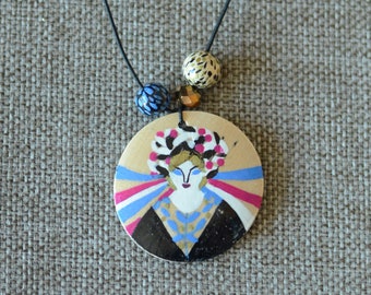 Wooden pendant "Olessya" wooden necklace