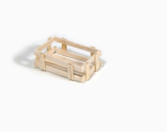 5 Pieces - Miniature Wooden Crates - 1/12 Scale - Doll House Miniatures