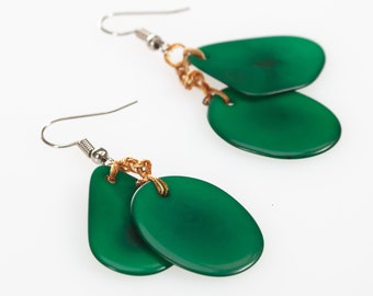 Green seed earrings, Green chunky earrings, Vegetable ivory earrings, Green Tagua earrings, amazing gift, summer 2021