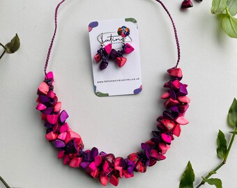 Purple chunky necklace, Statement necklace, Purple Tagua necklace, Purple women necklace, Gifts for her, Mother's Day