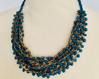 Blue Statement Necklace, Turquoise Chunky Necklace, Blue Necklace, Necklaces 2021