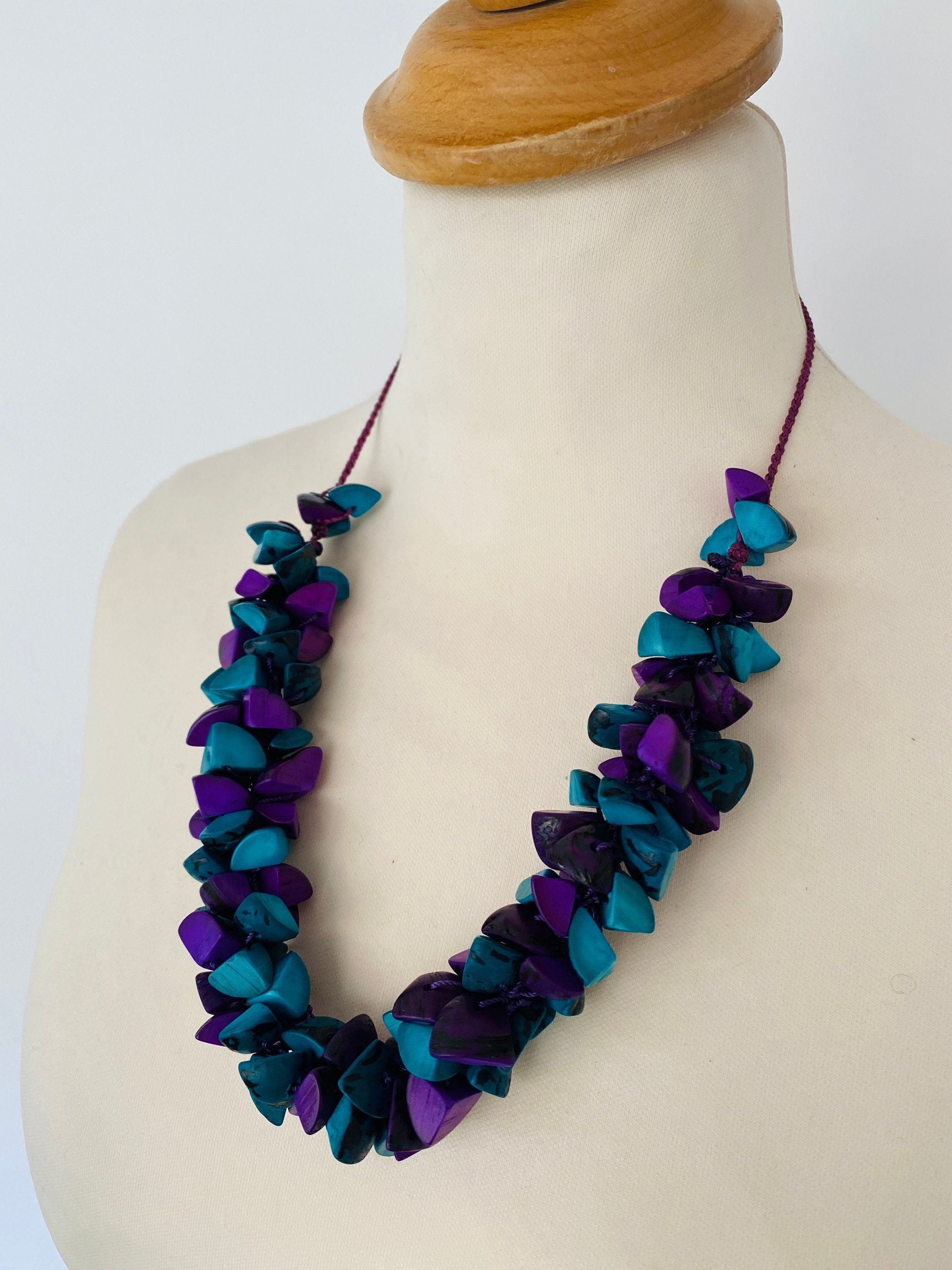 Purple Chunky Necklace Statement Necklace Lilac Tagua Necklace