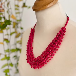 Pink Chunky Necklace, Pink Statement Necklace, Pink Chirilla Necklace, Pink seeds necklace