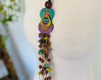 Multicolour Statement Necklace, Green Necklace, Green Chunky Necklace, Green Statement Necklace, Purple Tagua Necklace, Multicolour Necklace