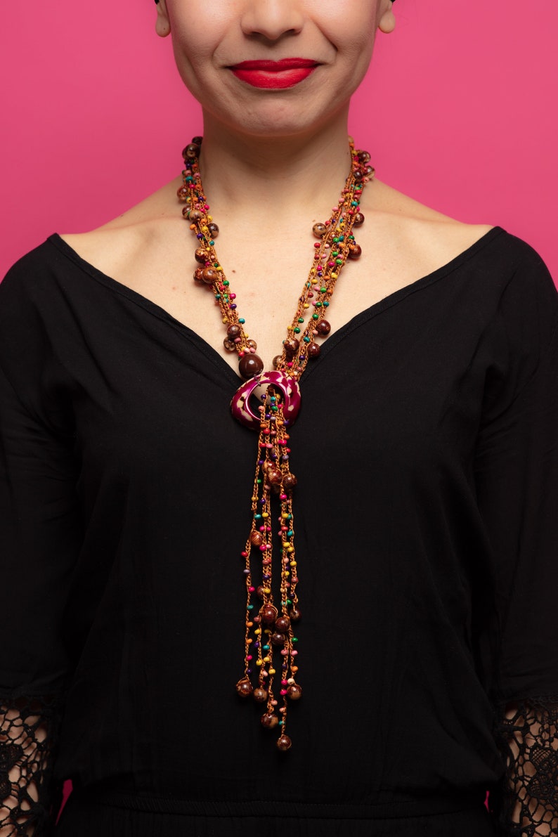 gift for her multicolour pepitas necklace Multicolour chunky necklace statement necklace