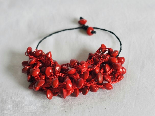 Chunky red bracelet sale
