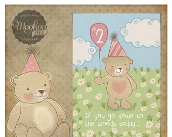 Teddy Bear Picnic Pink Printable Party Invitations