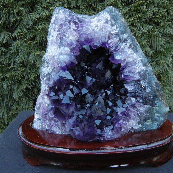Specimen of Super Extra Quality Uruguayan Amethyst offering Quartz Crystals of a Deep and/or a Bright Violet-Purple/Indigo Color