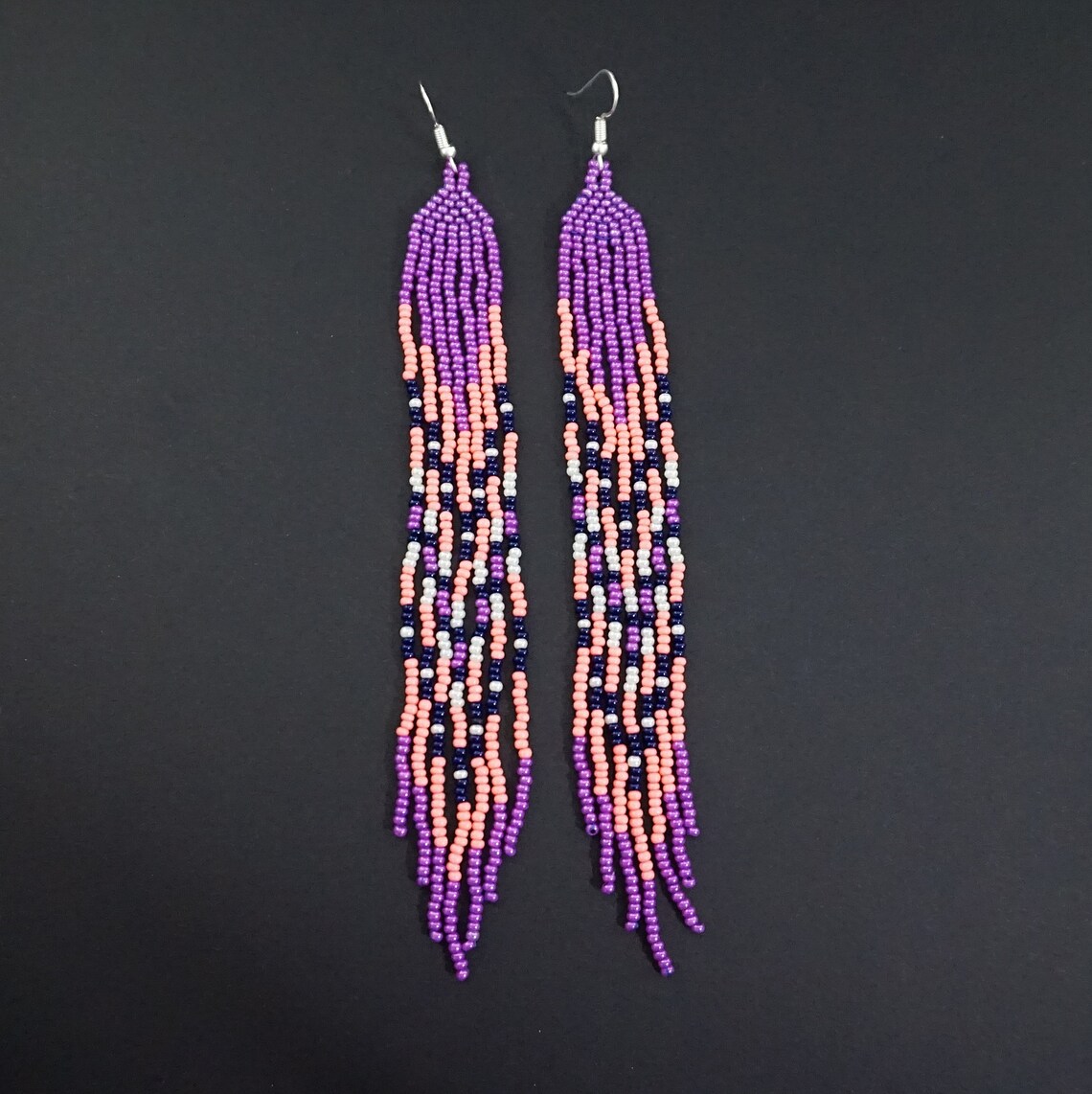 Extra long earrings Long beaded earrings Statement earrings Etsy