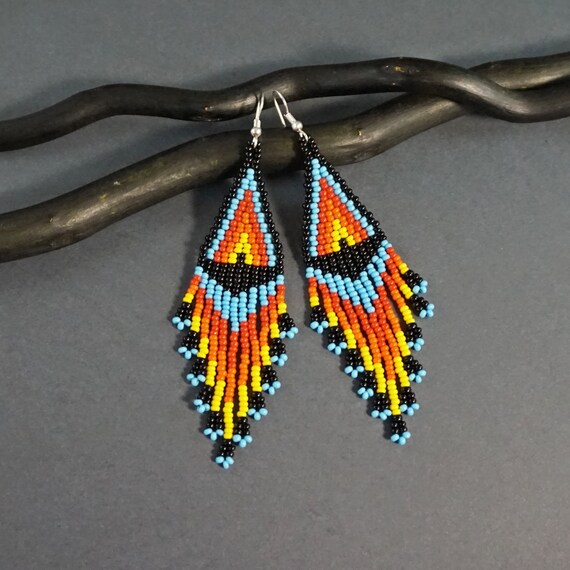 Ethnic Beaded Face Charm Longer Earrings