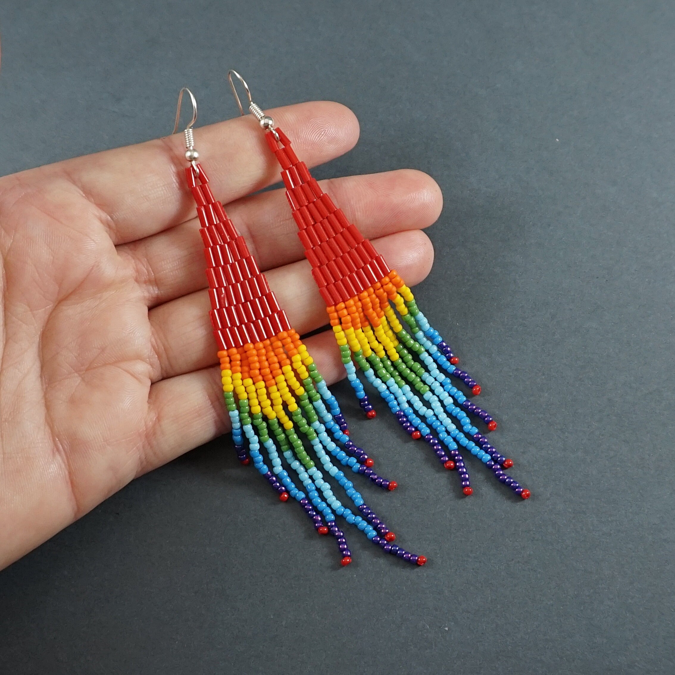 beaded pride earrings