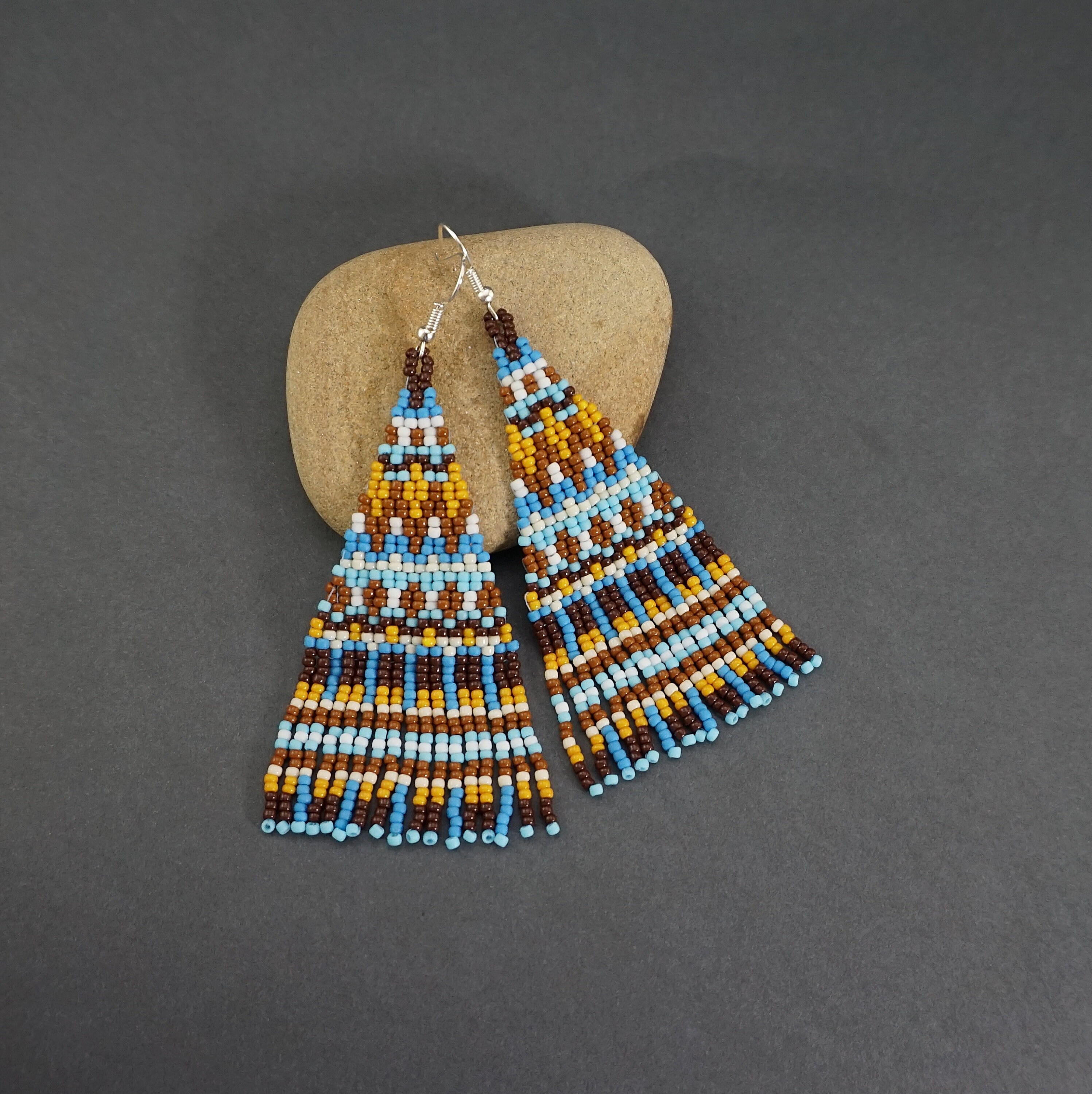 Boho Earrings Long Fringe Bohemian Dangle Earrings Chocolate Etsy